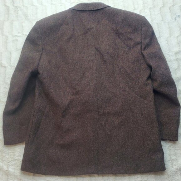 Vintage 90s Tip Top Mens Sport Coat Jacket Speckled Brown Orange Deep Pocket 40R - Picture 8 of 12